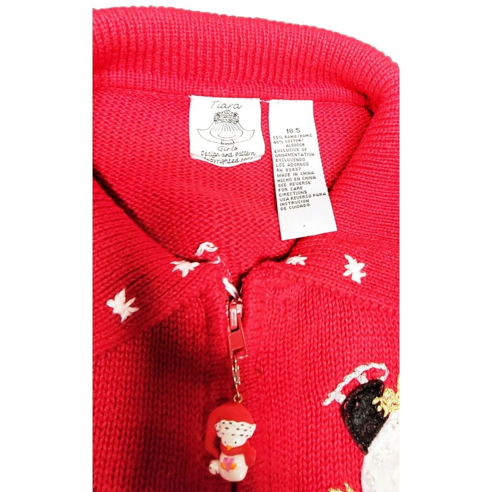 Tiara Christmas Cardigan Zippered Beaded Sweater Holiday Snowmen Size 18.5 - Picture 9 of 16